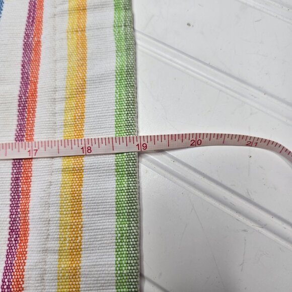 (8) Vintage Fabric Placemats Rainbow Striped Vinyl/Plastic Backing Homemade - Picture 9 of 9